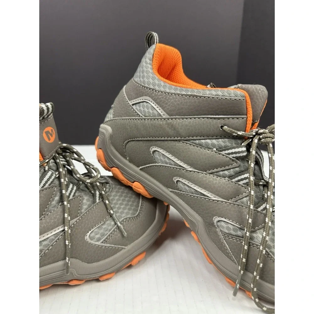 Merrell Chameleon 7 Waterproof Mid Hiking Boots Gray Orange Kids Boys Size 4.5M